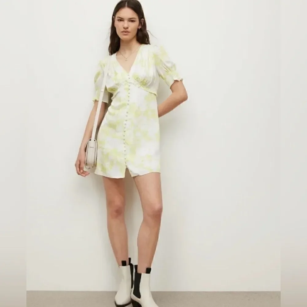 NWT Allsaints Demi Marama Dress Sz 8 All Saints- color citrus yellow - Picture 2 of 10